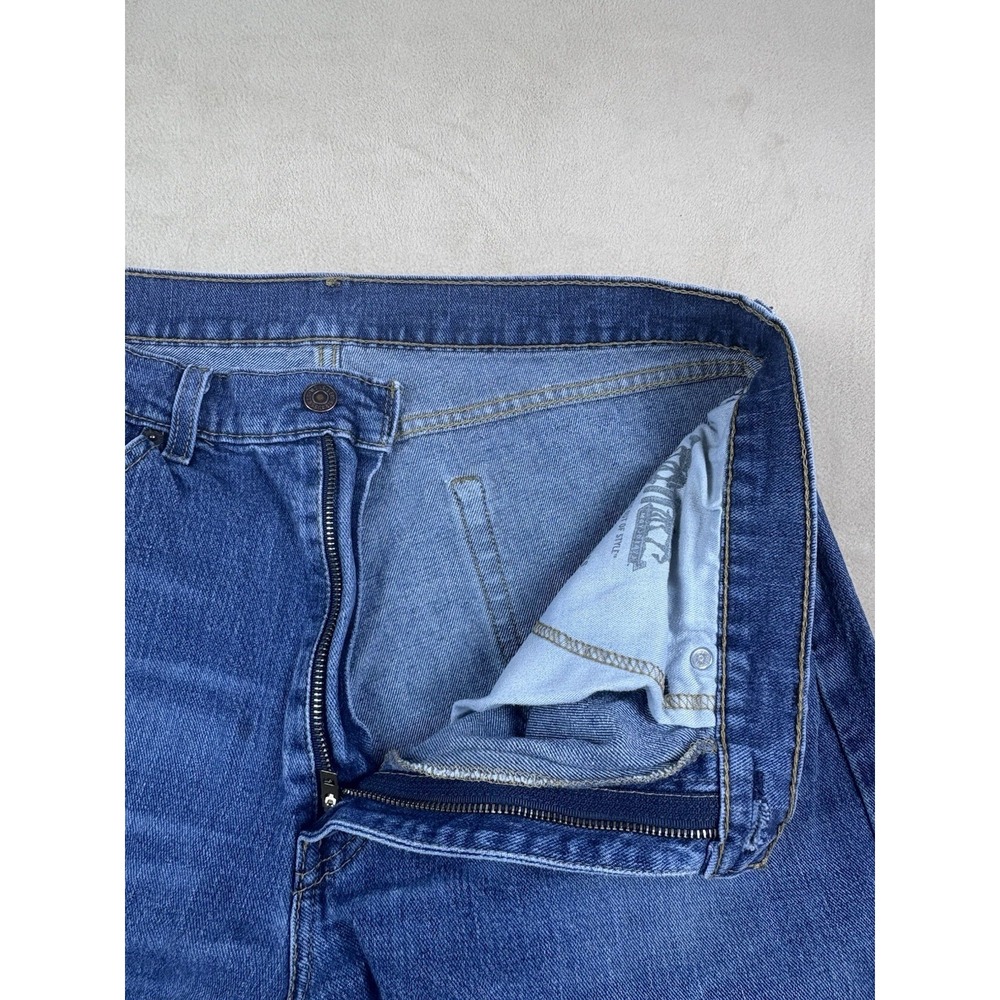 Levis 505 Mens Jeans 36x33 Straight Leg Medium Wash Distressed Workwear Pants - Picture 7 of 10